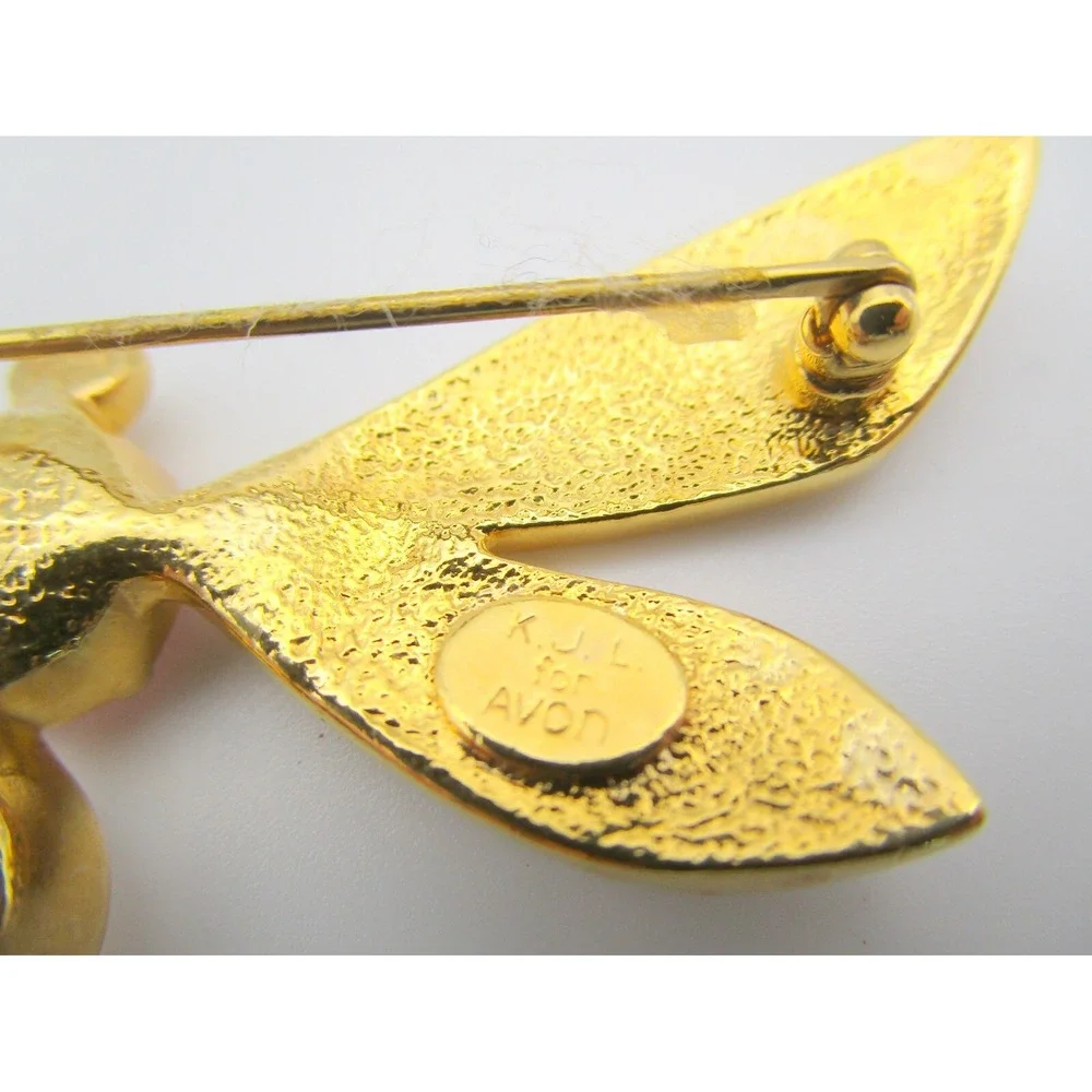 Vintage Avon Kenneth J Lane Enamel Dragonfly Brooch Pin Pink Crystal Rhinestones